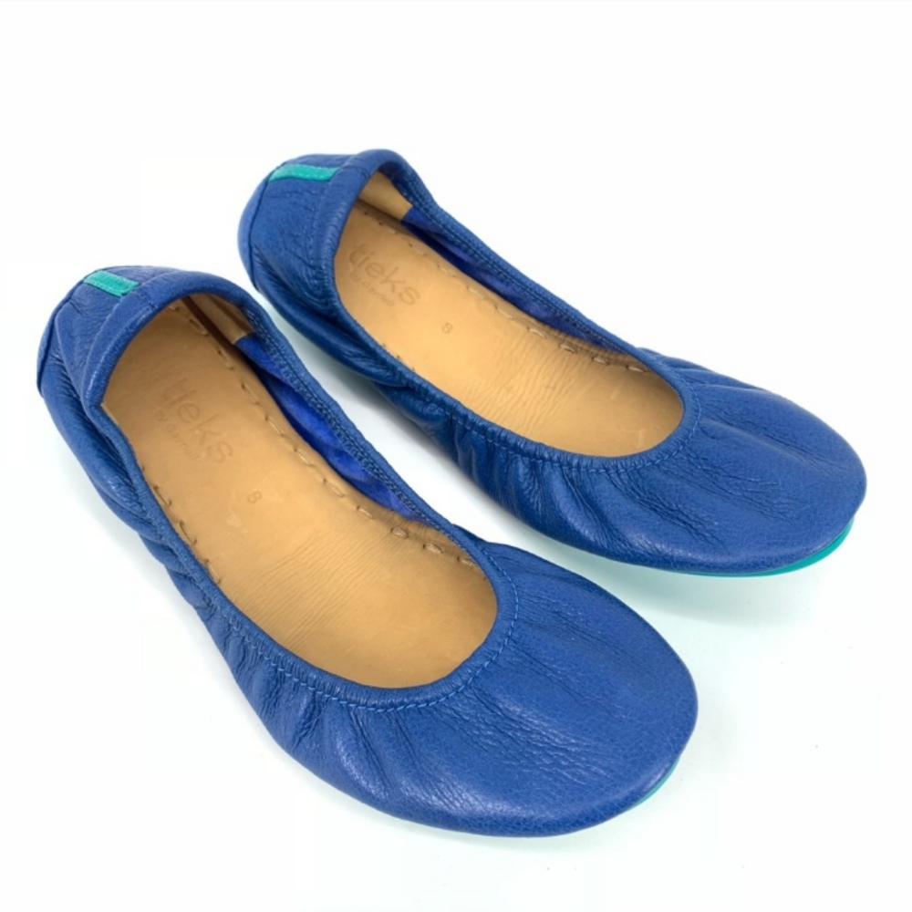 Tieks blue leather shoes sz 8